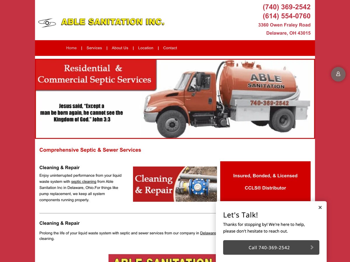 The current Able Sanitation website