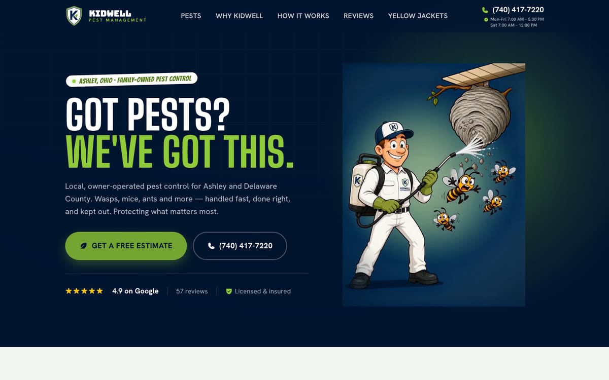 Concept redesign for Kidwell Pest Management