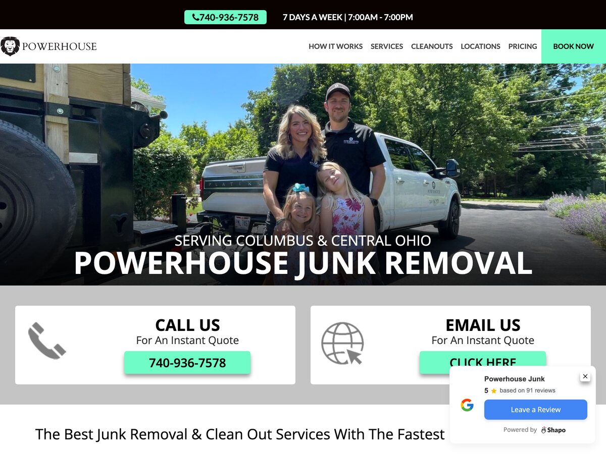 The current Powerhouse Junk Removal website