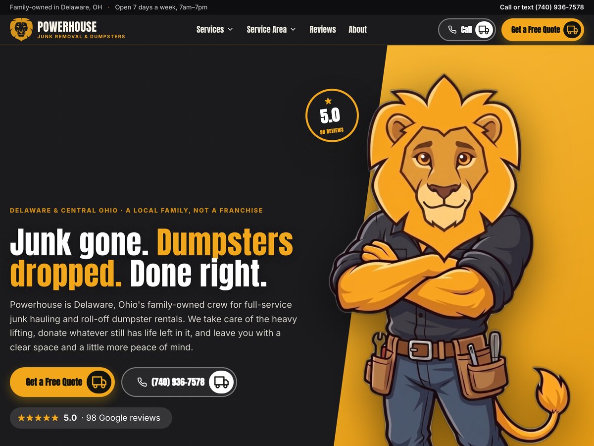 Our concept redesign for Powerhouse Junk Removal