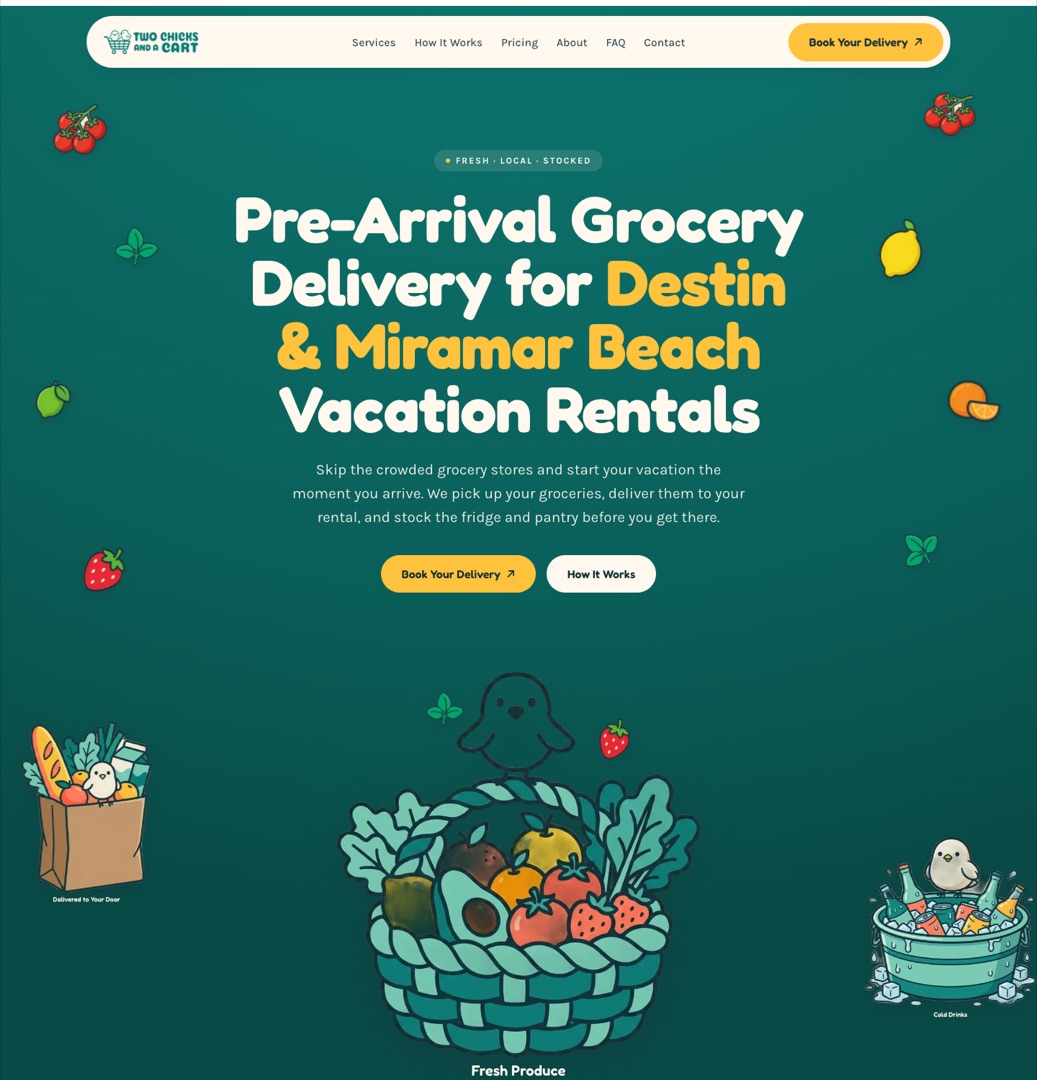 Two Chicks and a Cart website — designed by Aspire Digital